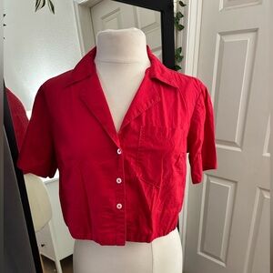 Anthropologie Vibrant Red Button-Down Shirt